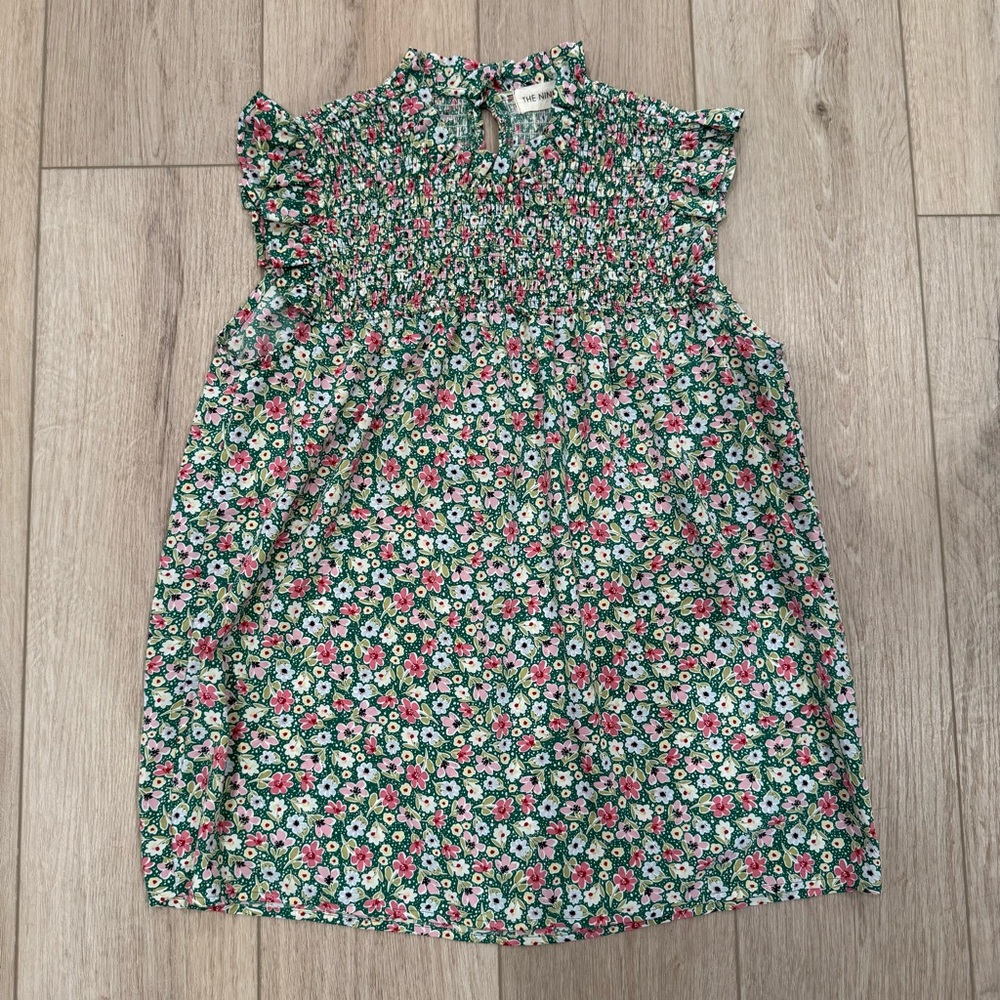THE NINES - Women's Floral Smocked Sleeveless Blouse - Size S